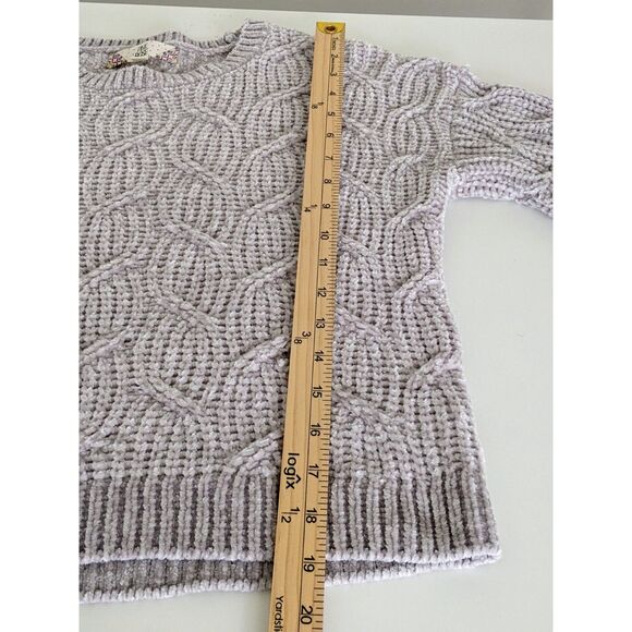 Women's Pink Rose Gray Chunky Cable Knit Sweater Size XS - Picture 5 of 7